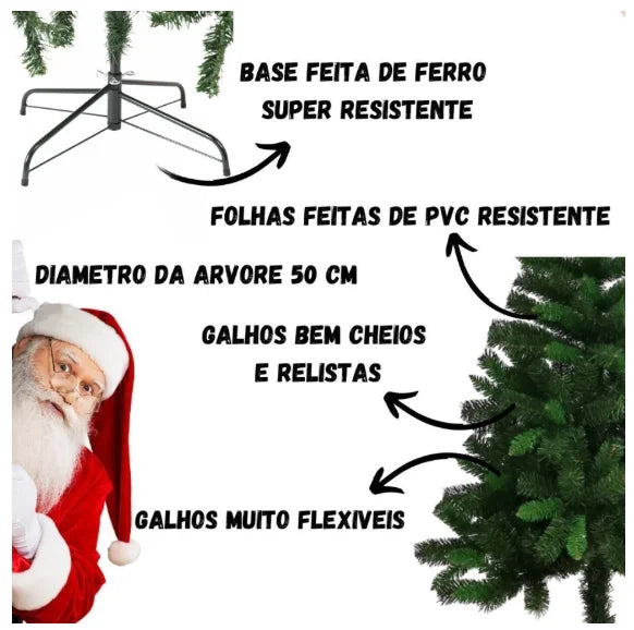 Árvore de Natal Verde 120cm/150cm/180cm com Galhos