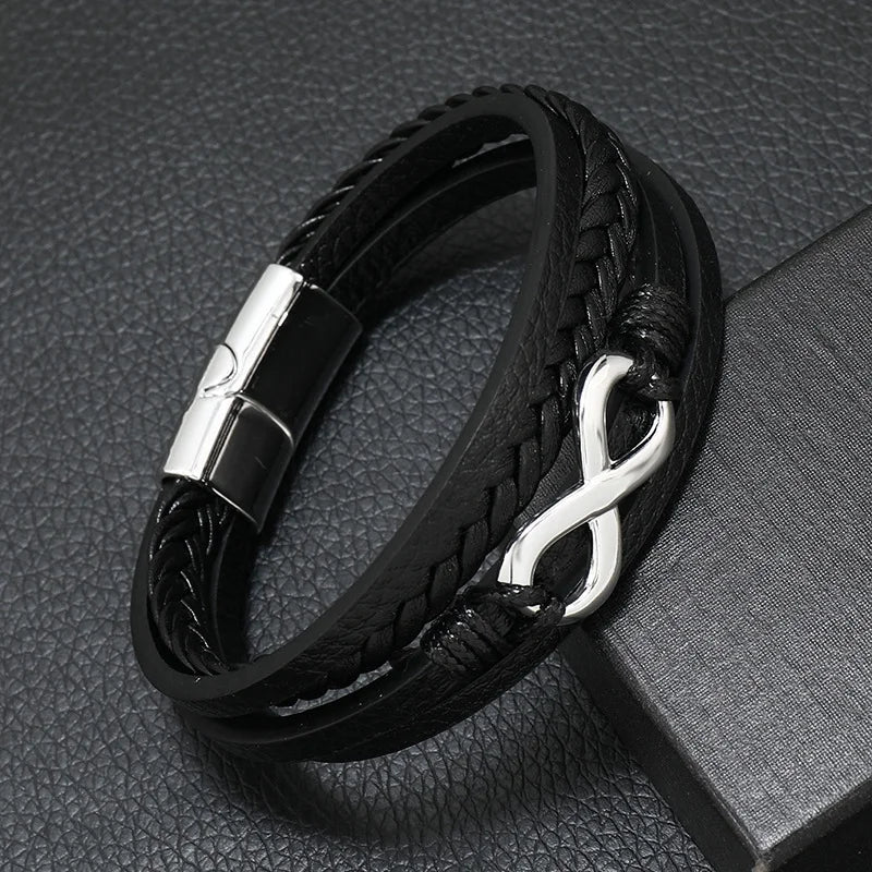 Pulseira masculina de couro com símbolo musical