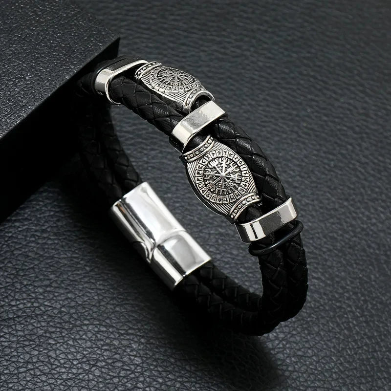 Pulseira masculina de couro com símbolo musical