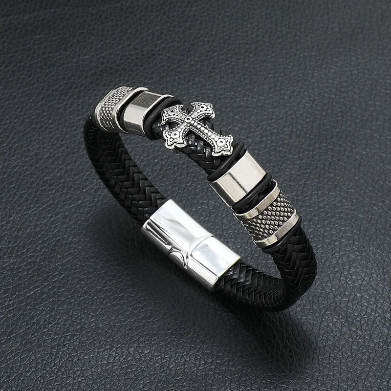 Pulseira masculina de couro com símbolo musical