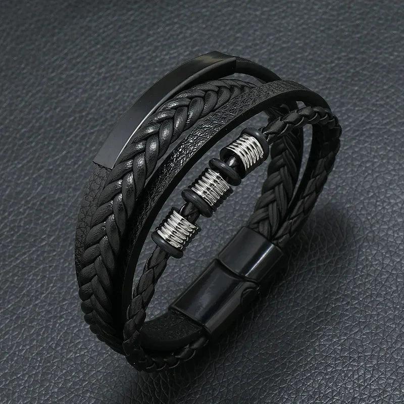 Pulseira masculina de couro com símbolo musical