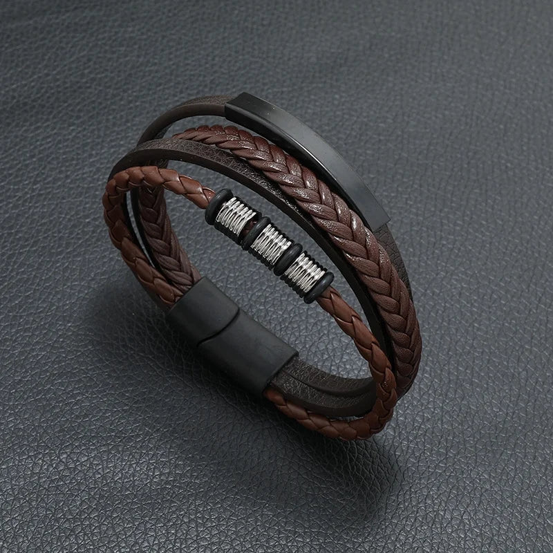Pulseira masculina de couro com símbolo musical