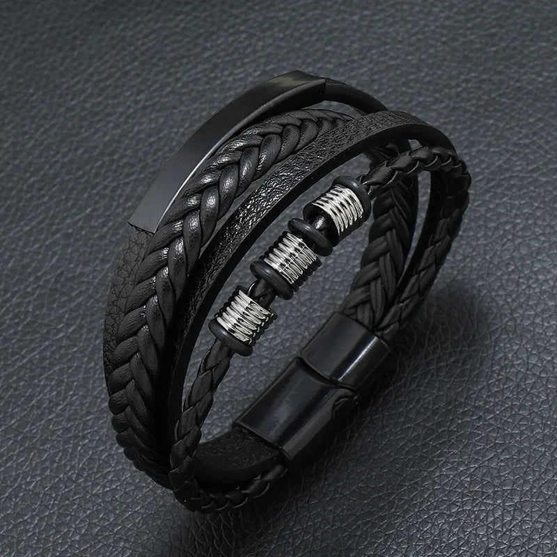 Pulseira masculina de couro com símbolo musical