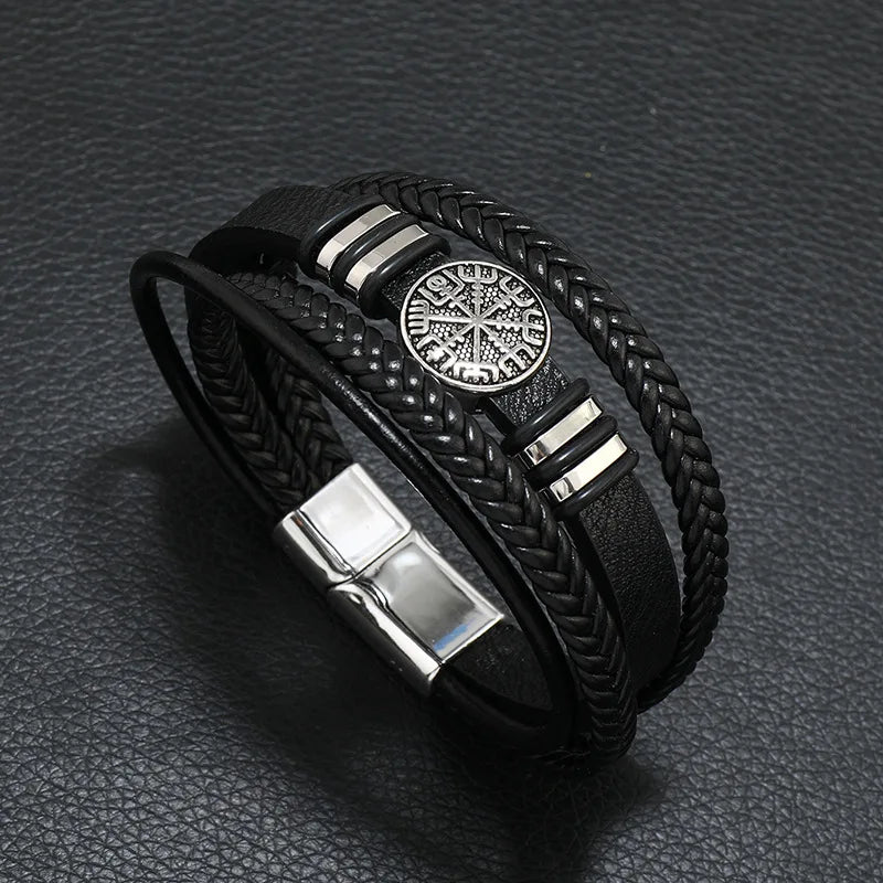 Pulseira masculina de couro com símbolo musical