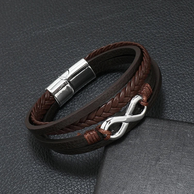 Pulseira masculina de couro com símbolo musical